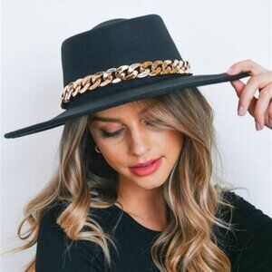 Chain Detailed Fall Winter Hat - black ( more colors available